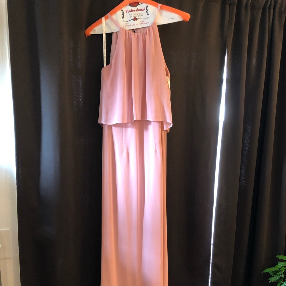 Flounced Crinkle Chiffon Sheath Bridesmaids Dress